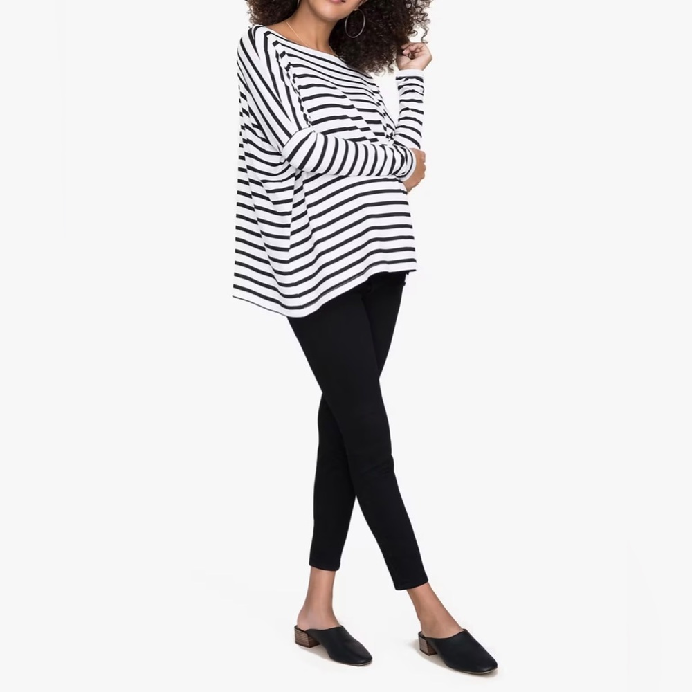 Hatch Black and White Striped Long Sleeve Top